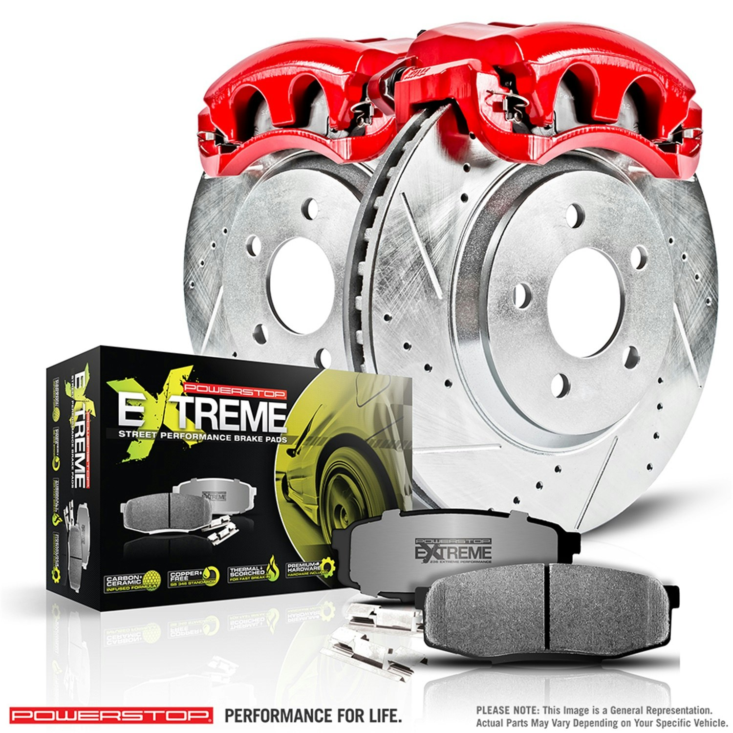 Power Stop KC2282 1-Click Performance Brake Kit with Calipers Front Only 